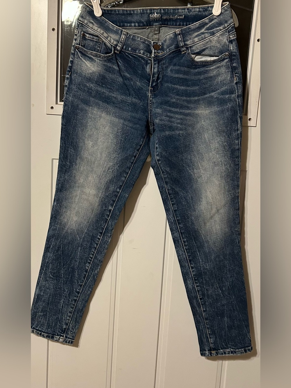 Soho Women's Blue Washed Boyfriend Jeans